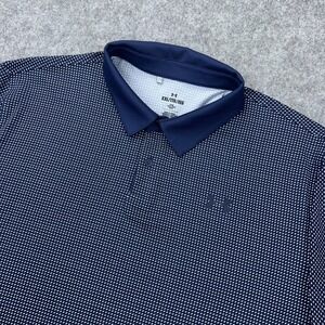 Under Armour Shirt Men 2XL Blue T2G Printed Polo Performance Golf Tennis Stretch